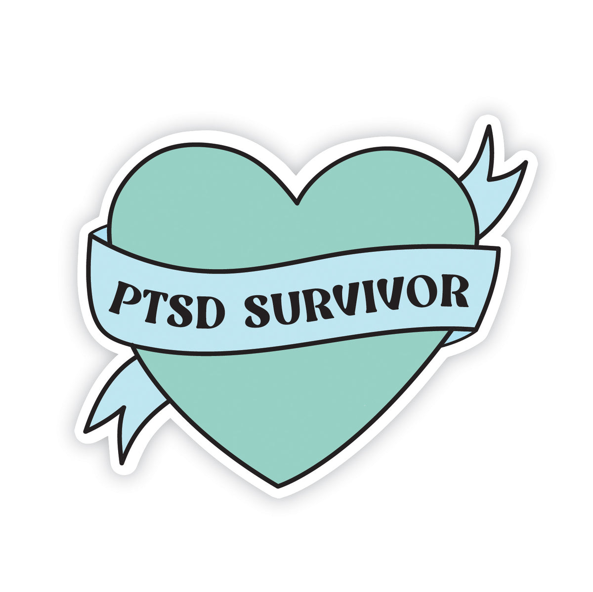 PTSD Survivor Heart - zugeschnittener Vinylsticker