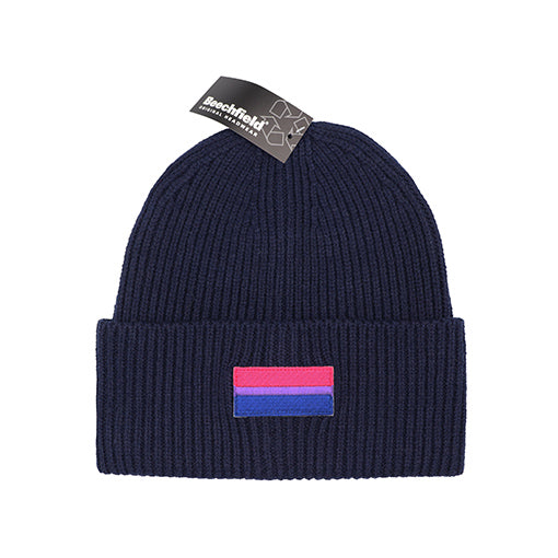 Bisexuell Flagge Beanie - Recyceltes Polyester (Navy)