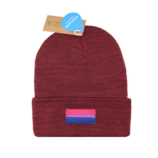 Bisexuell Flagge Beanie - Recyceltes Polyester (Burgundy)