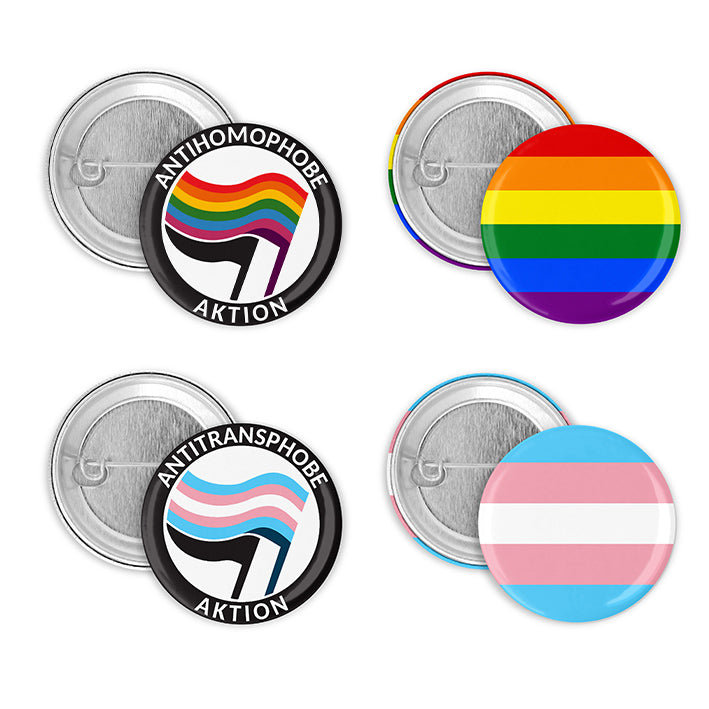 Regenbogen/Trans* Button Paket | 25mm je ein Button