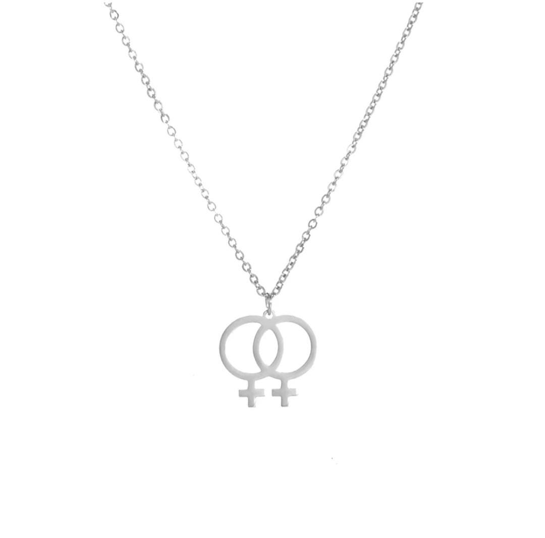 Lesbian Kette (silber) mit Anhänger Gender Symbol