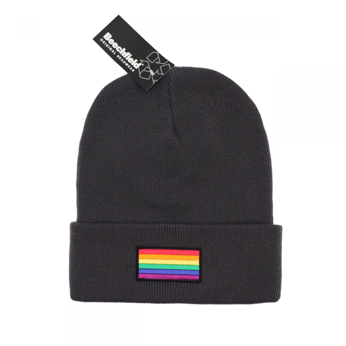 Regenbogen Flagge Beanie - Recyceltes Polyester (grau)