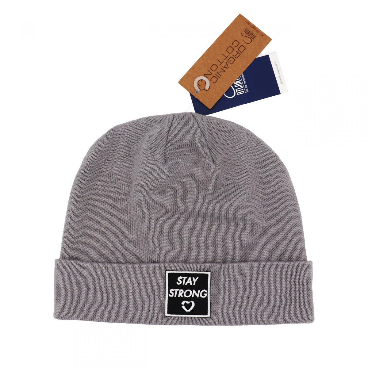 Stay Strong Beanie - 100% Bio-Baumwolle (grau)