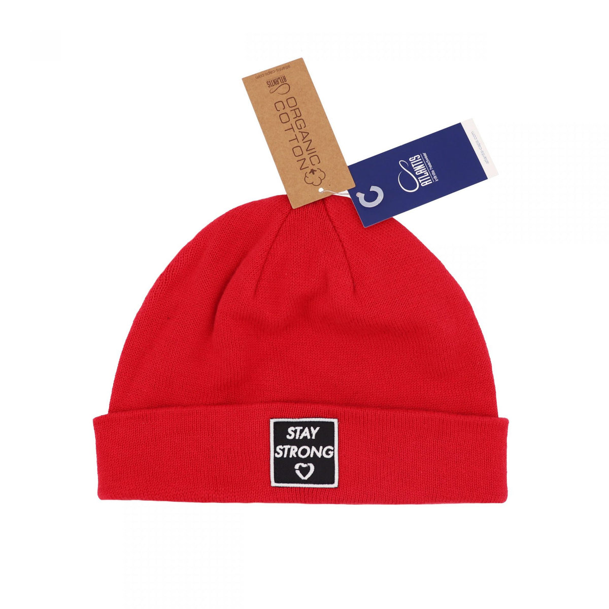 Stay Strong Beanie - 100% Bio-Baumwolle (rot)